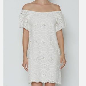 Joie Bondi Cream / Off White Off the Shoulder Eyelet Dress